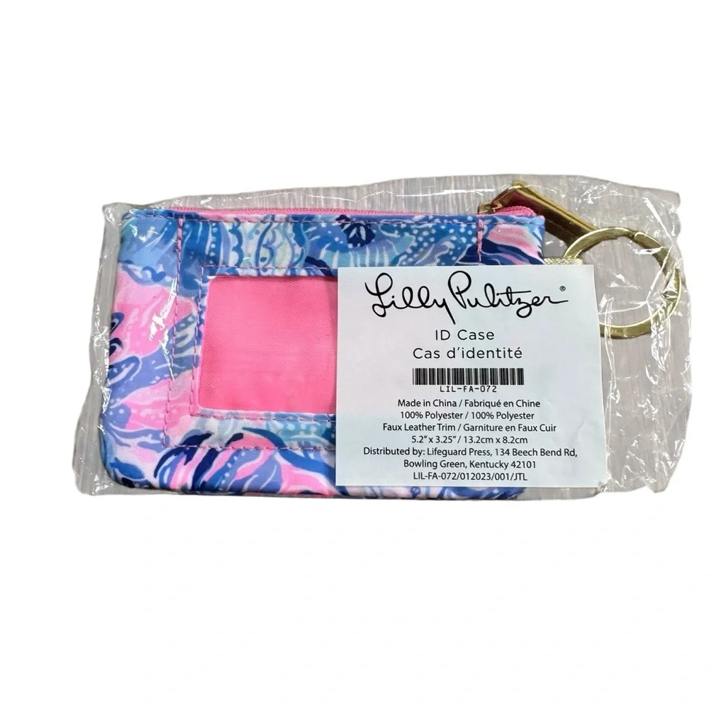 Lilly Pulitzer Shade Seekers Coin ID Zipper Purse NWT Pink Blue